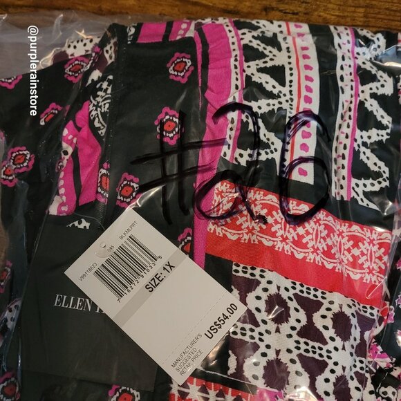 Ellen Tracy Shift Dress 1X Flutter Sleeve Soft Stretch Boho Country Girl NWT - Picture 9 of 9